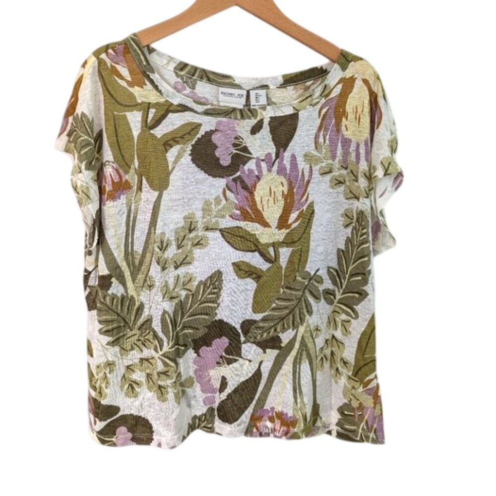 Like New Rachel Zoe 100% Linen Floral Print Women’s Top Size L